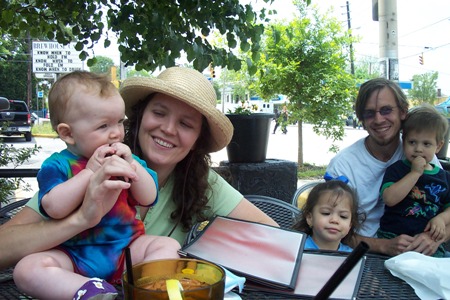 Mike, Laura, baby Audrey, and a couple of our kids.